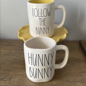Rae Dunn Cream and Yellow Mug Duo - Follow the Bunny & Hunny Bunny